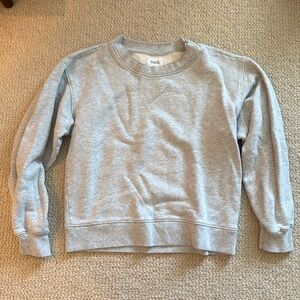 MATE The Label Sweatshirt S Fleece Raw Neck Gray Knit Women's Pullover